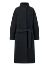 Studio Tomboy High Collar Belted Coat In Black