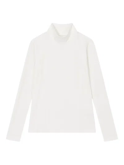 Studio Tomboy High Neck Corduroy Long Sleeve Top In White