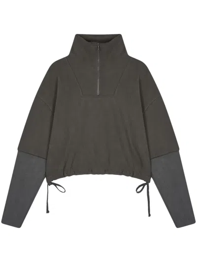 Studio Tomboy High-neck Layered Sweatshirt In 灰色