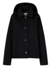 Studio Tomboy Hooded Button Jacket In Black
