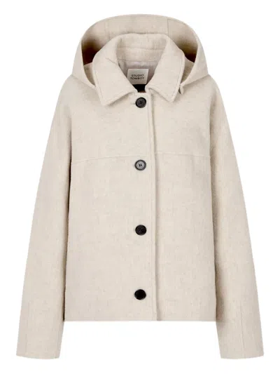 Studio Tomboy Hooded Button Jacket In Neutral