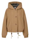 Studio Tomboy Hooded Corduroy Jacket In Neutral