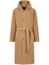 Studio Tomboy Hooded Long-belt Coat In Neutrals