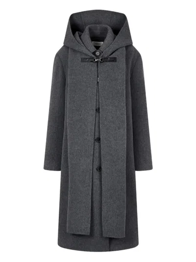 Studio Tomboy Hooded Scarf Coat In Gray