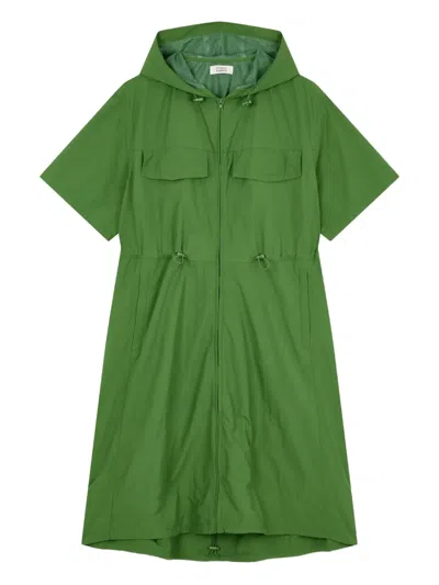 Studio Tomboy Hooded Short-sleeve Mini Dress In Green