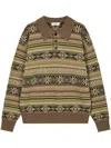 Studio Tomboy Intarsia-knit Polo Top In Brown