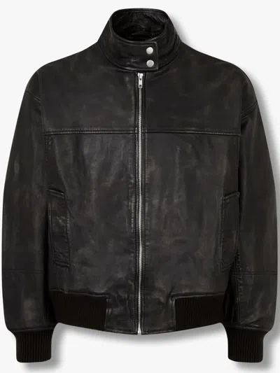 Studio Tomboy Leather Biker Jacket In Black