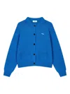 Studio Tomboy Logo-embroidered Button-front Cardigan In Blue