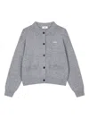 Studio Tomboy Logo-embroidered Button-front Cardigan In Gray