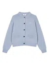 Studio Tomboy Logo-embroidered Utton-front Cardigan In Blue