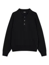Studio Tomboy Long-sleeve Polo Shirt In Black