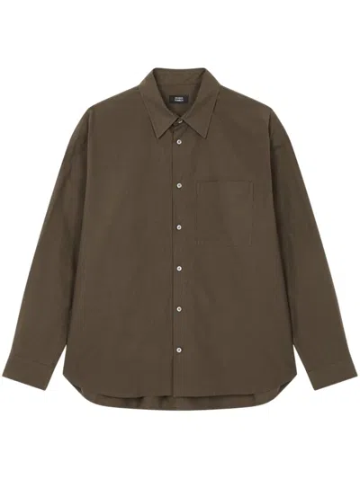 Studio Tomboy Long-sleeved Cotton Shirt In Brown