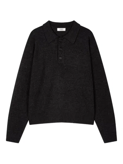 Studio Tomboy Mélange-effect Polo Jumper In Black