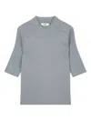 Studio Tomboy Mock-neck Ribbed T-shirt In Gray
