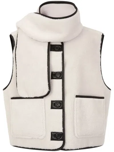 Studio Tomboy Muffler-set Shearling Vest In White
