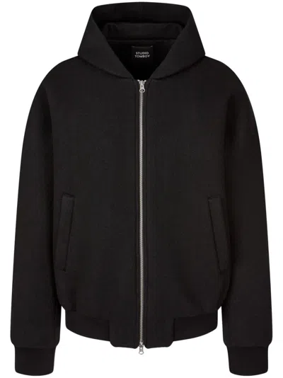 Studio Tomboy Neoprene Zip-up Jacket In Black