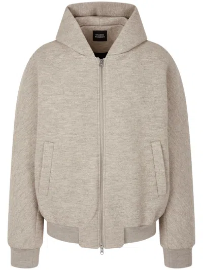 Studio Tomboy Neoprene Zip-up Jacket In Neutrals