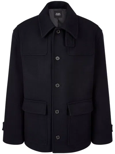 Studio Tomboy Non-toggle Duffle Coat In Blue