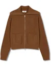 Studio Tomboy Oversize-collar Zip-front Cardigan In Brown