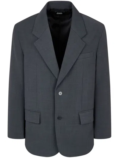 Studio Tomboy Peak-lapels Linen Blazer In Grey