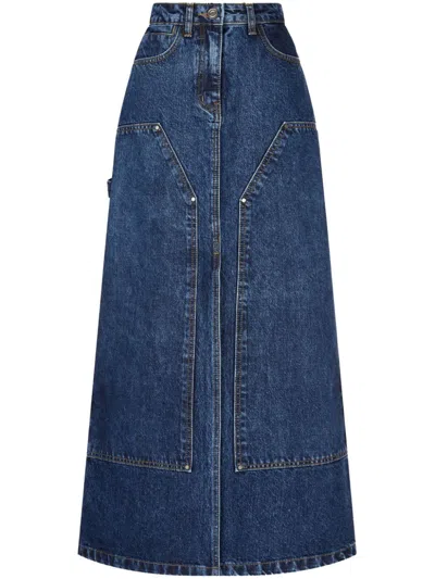 Studio Tomboy Panelled Denim Maxi Skirt In Blue