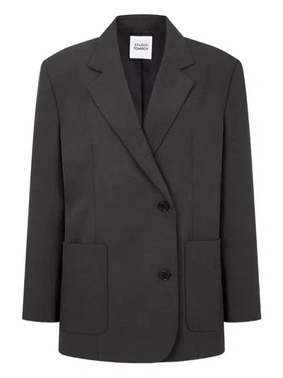 Studio Tomboy Patch-pocket Notched-lapel Jacket In Gray