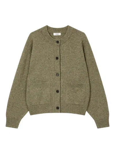 Studio Tomboy Patch-pocket Speckled Cardigan In Neutral