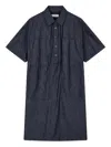 Studio Tomboy Patch-pockets Denim Midi Dress In Blue