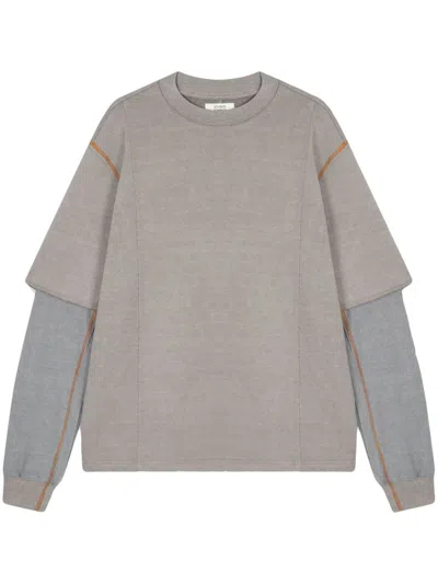 Studio Tomboy Pigment Layered T-shirt In Grey