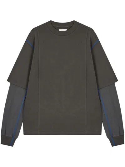 Studio Tomboy Pigment Layered T-shirt In Grey