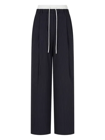 Studio Tomboy Pinstripe Wide-leg Trousers In Blue