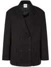 Studio Tomboy Pinstriped Double-breasted Blazer In Black