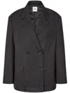 Studio Tomboy Pinstriped Double-breasted Blazer In Grey