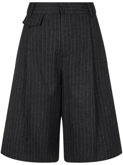 Studio Tomboy Pinstriped Tailored Shorts In 黑色