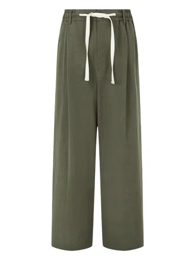 Studio Tomboy Pintuck-detail Trousers In Green