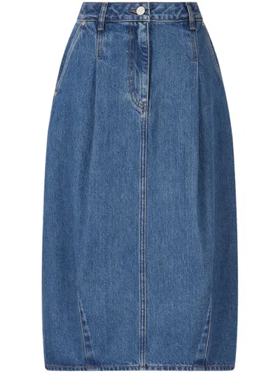 Studio Tomboy Pleat-detail Denim Skirt In Blue