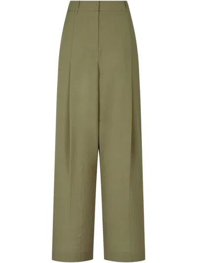 Studio Tomboy Pleat-detail Trousers In Green