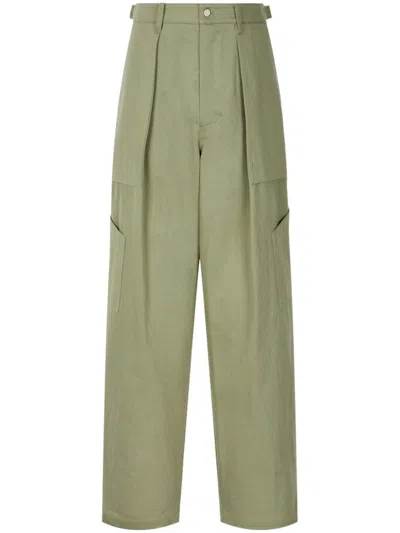 Studio Tomboy Pleat-detailing Tapered Trousers In Green