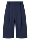 Studio Tomboy Pleated Pocket Tailored Shorts In Blue