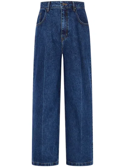 Studio Tomboy Pressed-crease Jeans In Blue
