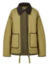 Studio Tomboy Quilted-design Jacket In Green