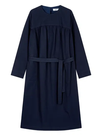 Studio Tomboy Rear-ribbon Shirring Dress In Black