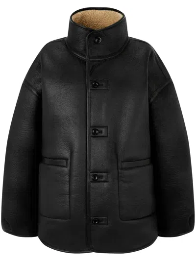Studio Tomboy Reversible Shearling Jacket In Black
