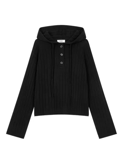 Studio Tomboy Ribbed-knit Hoodie In Black