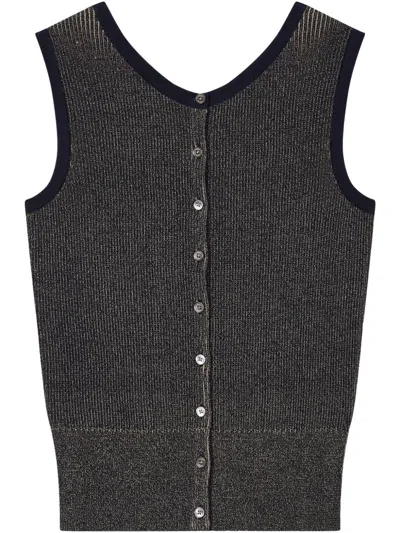 Studio Tomboy Ribbed Sleeveless Top In Blue
