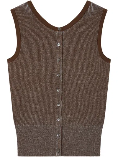 Studio Tomboy Ribbed Top In Brown