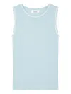 Studio Tomboy Ribbed-trim Sleeveless Top In Blue