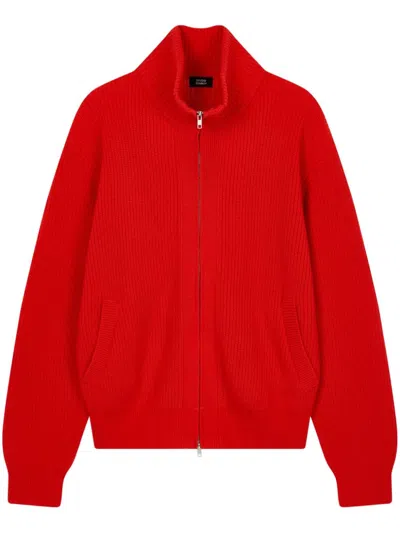Studio Tomboy Ribbed Wool Cardigan In Red