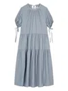 Studio Tomboy Ribbon-detailed Tiered Dress In Blue