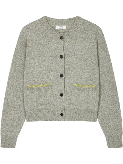 Studio Tomboy Round-neck Cardigan In Gray